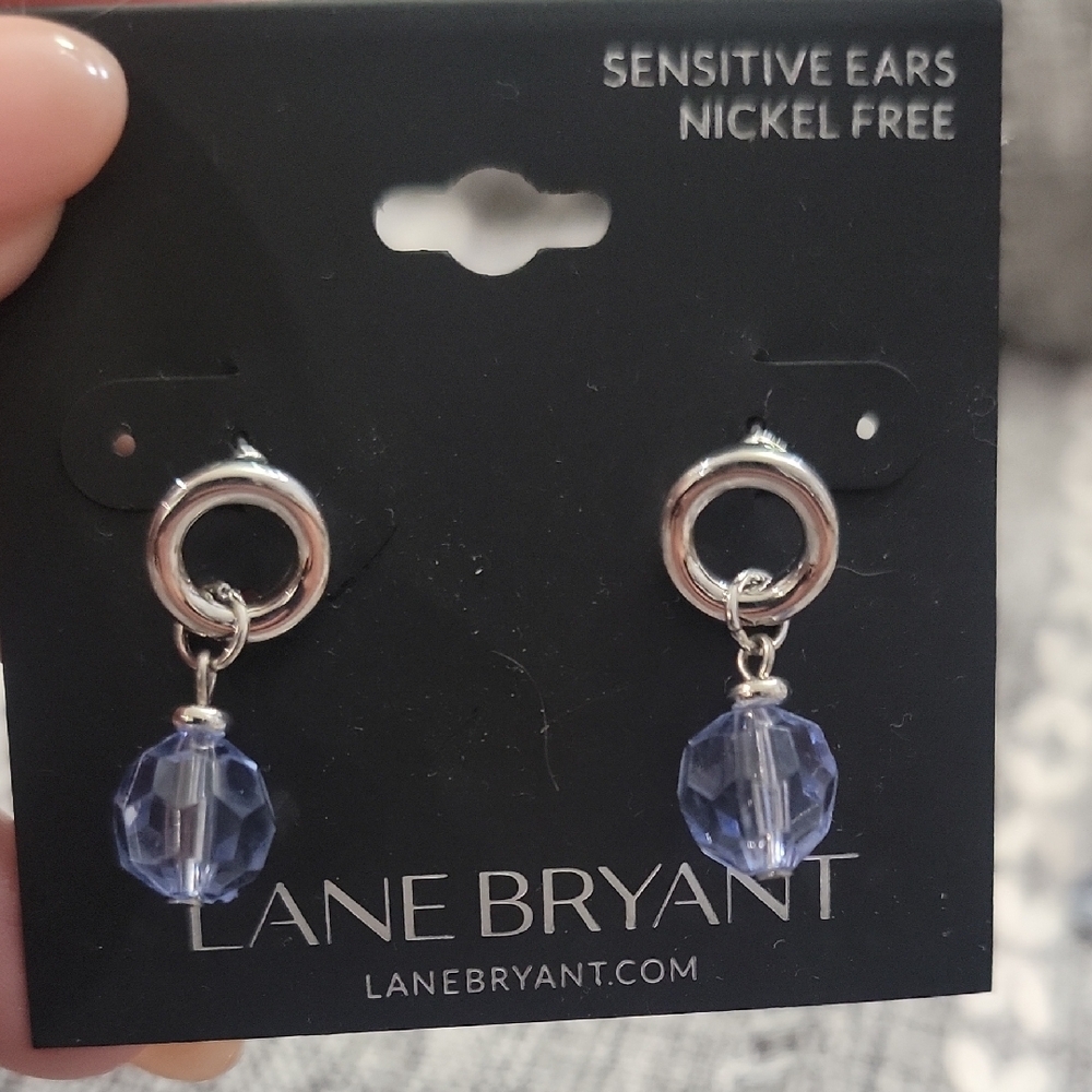 Lane Bryant Silver and Blue Earrings Sensitive Ears Nickel Free